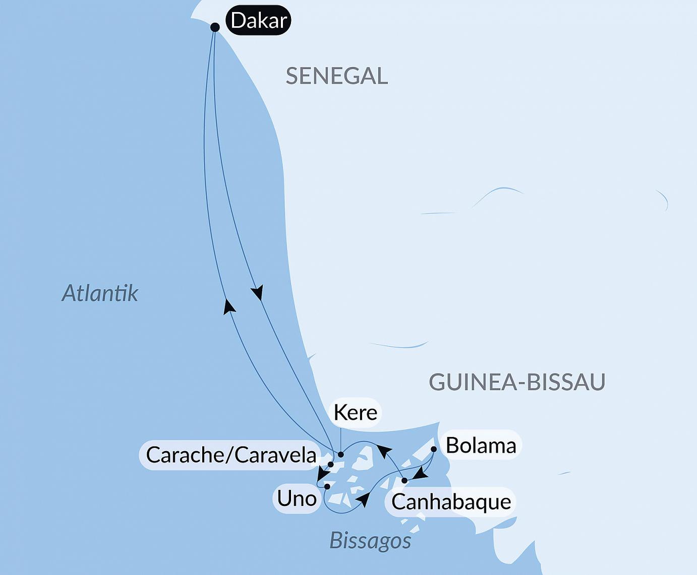 carte Aventure aux Bijagos, 9 jours