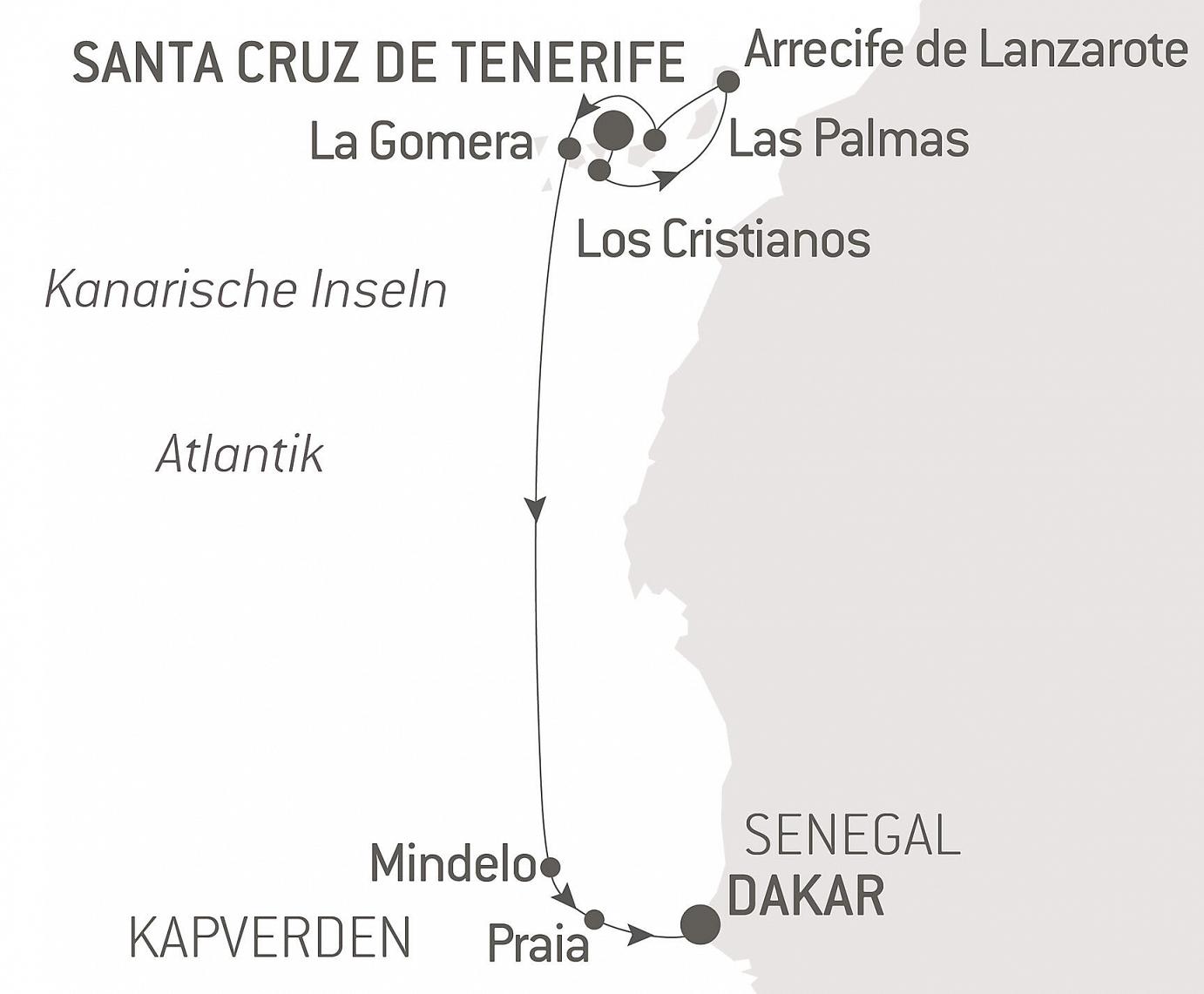 carte Entre volcans et océan, des Canaries au Cap-Vert, 11 jours