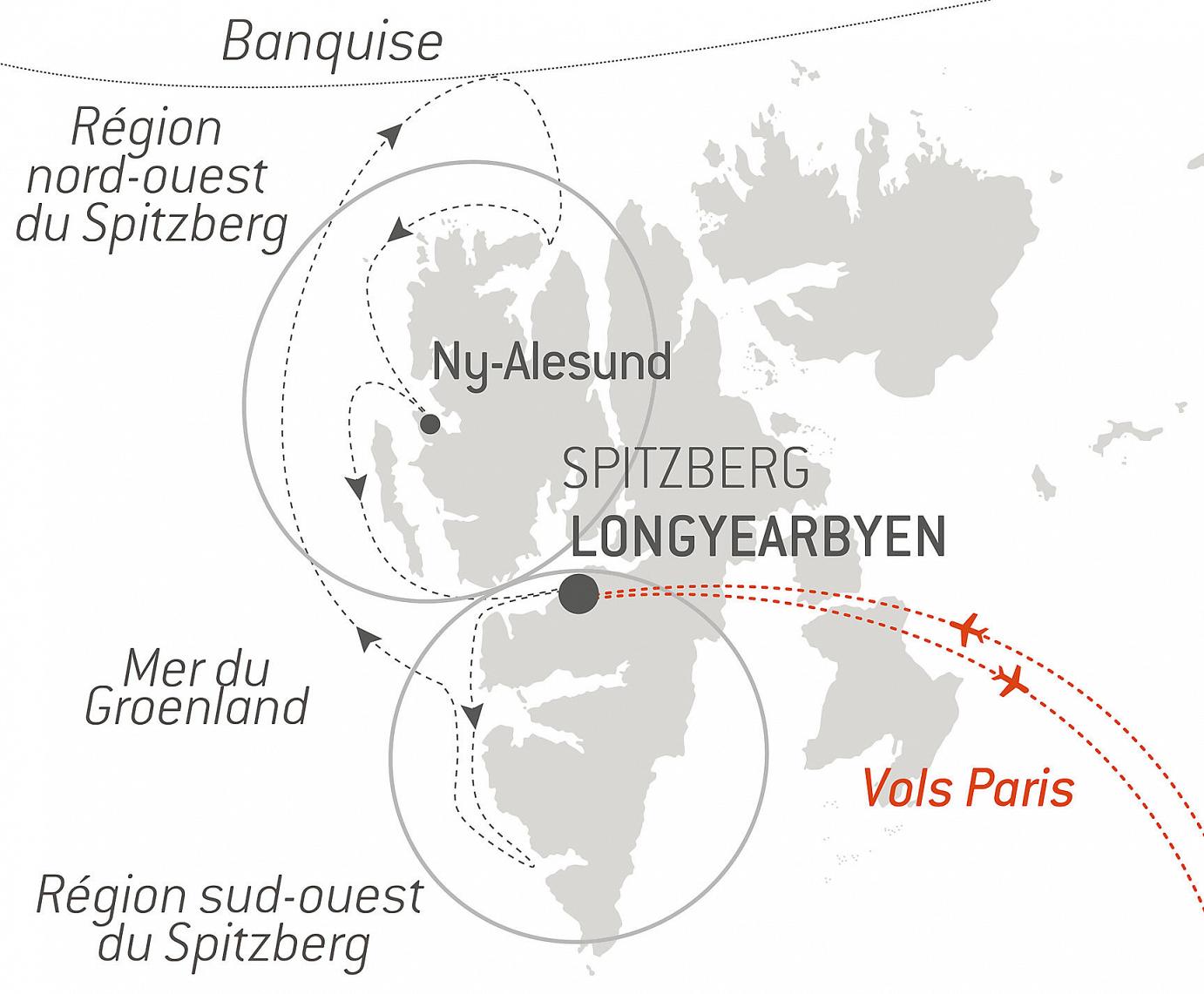carte Fjords et glaciers du Spitzberg, 8 jours