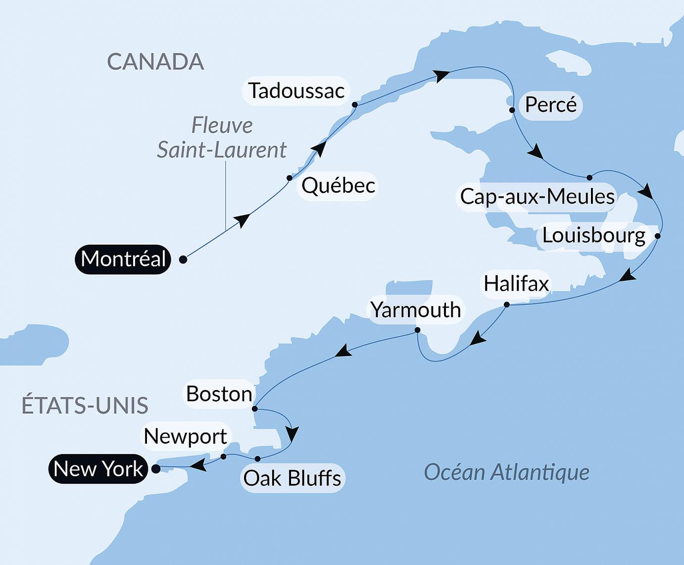 carte De la Belle Province à Big Apple : nature et cités remarquables, 14 jours