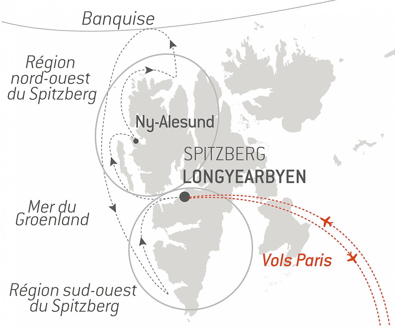 carte Fjords et glaciers du Spitzberg, 8 jours