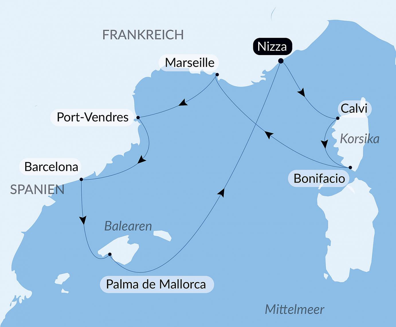 carte Eclipse solaire totale en mer Méditerranée, 9 jours