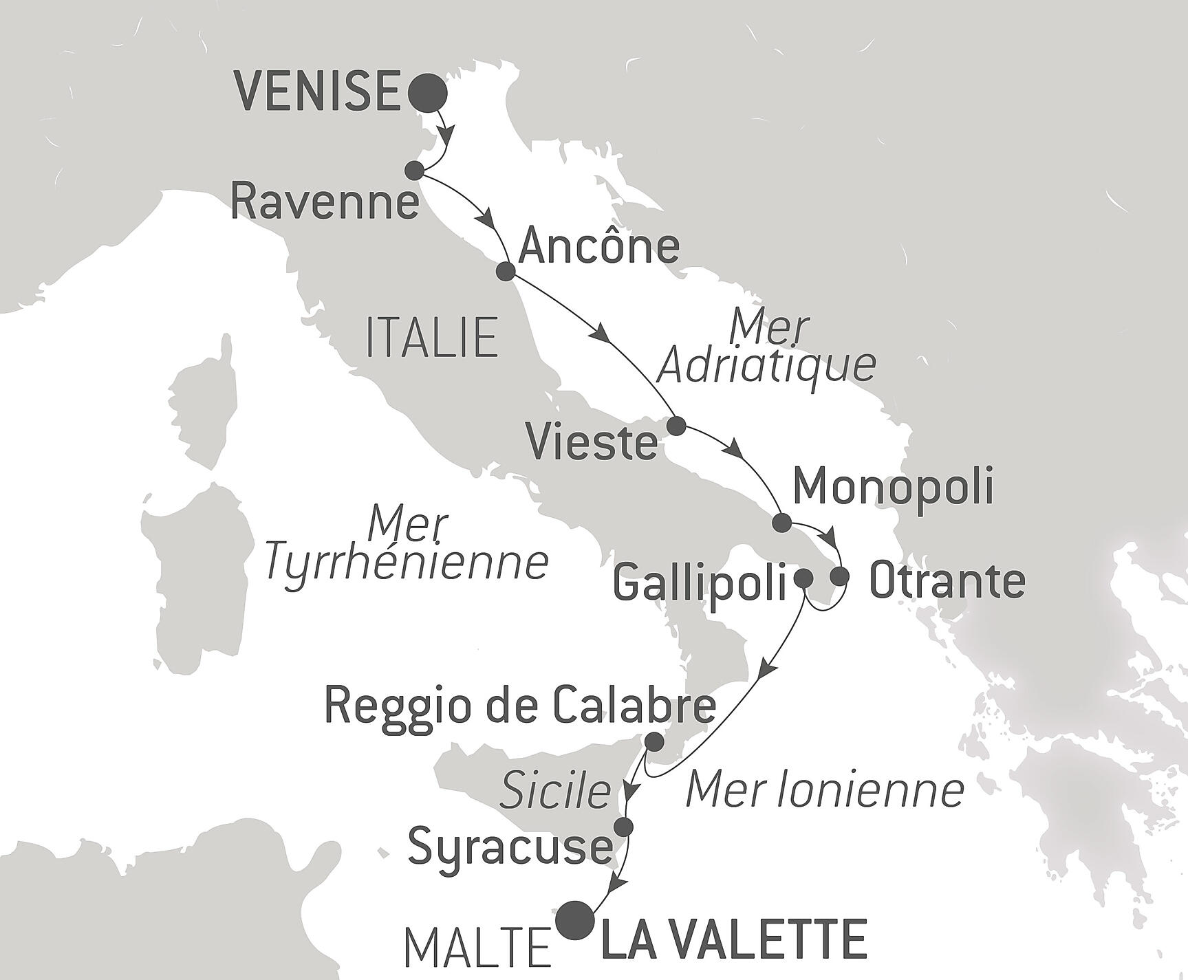 carte Lâ??Italie, entre mer Adriatique et mer Ionienne, 10 jours