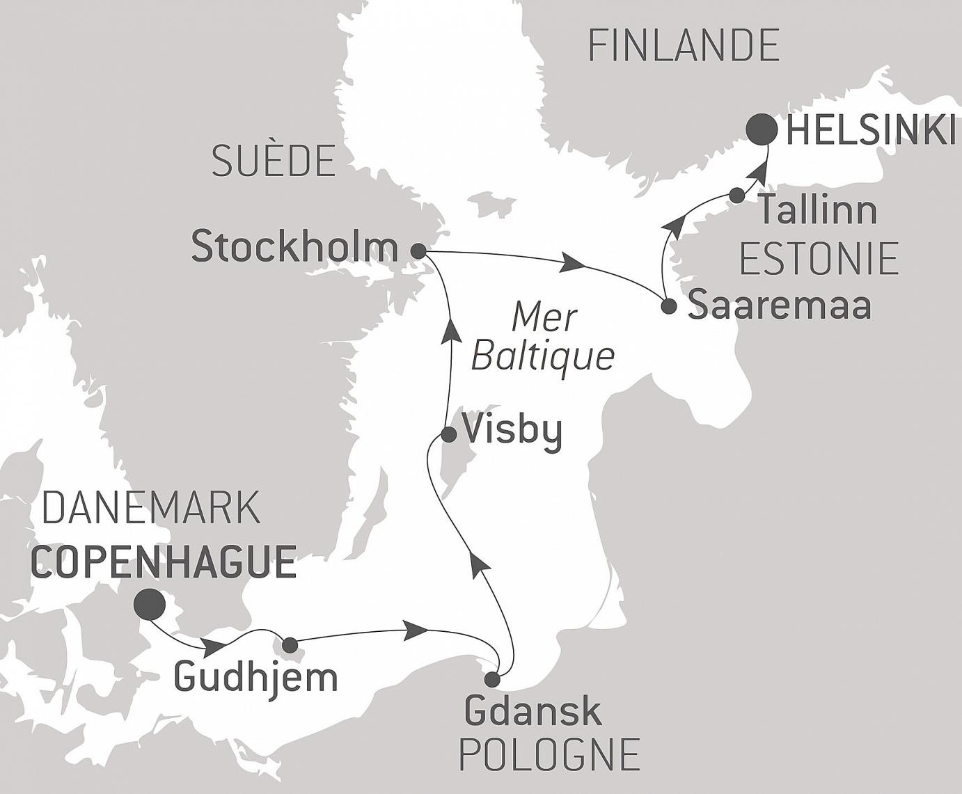 carte Capitales et villes emblématiques de la Baltique, 9 jours
