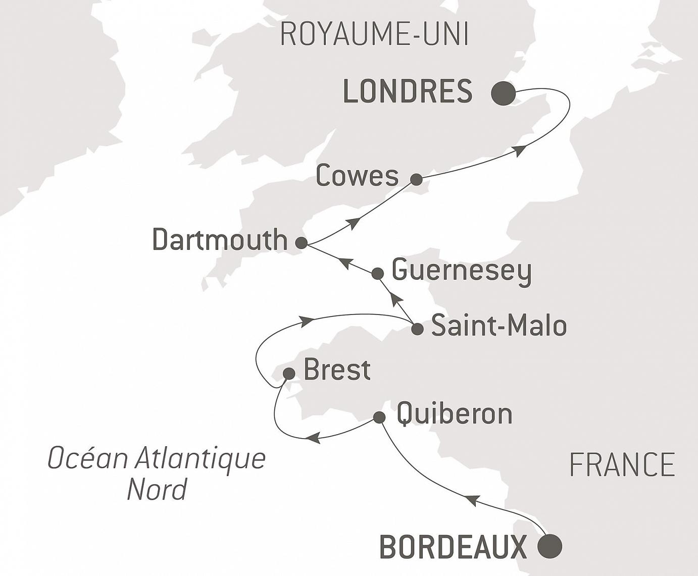carte Paysages et îles d’Atlantique Nord, 9 jours
