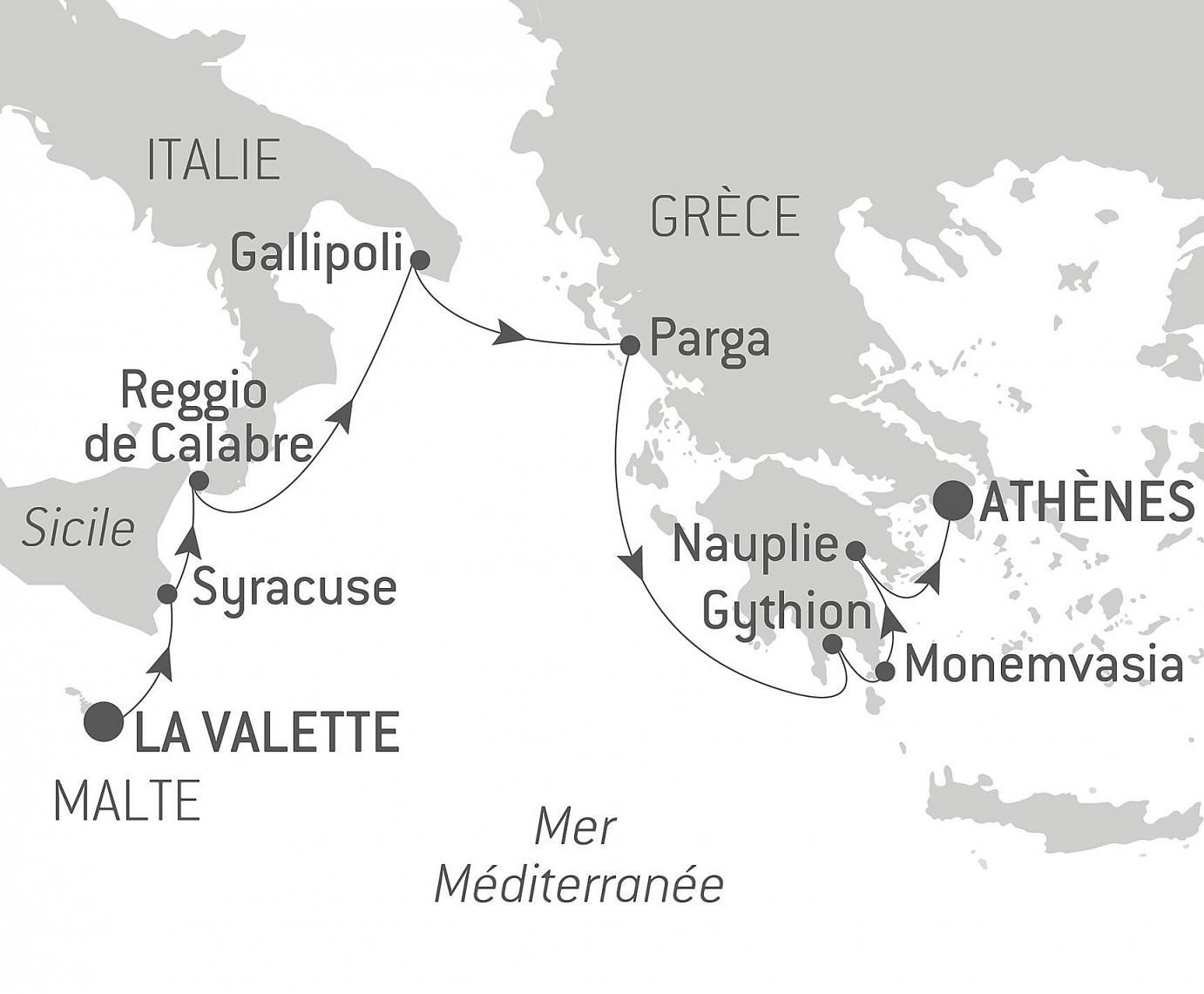carte Cités antiques de Méditerranée, 9 jours