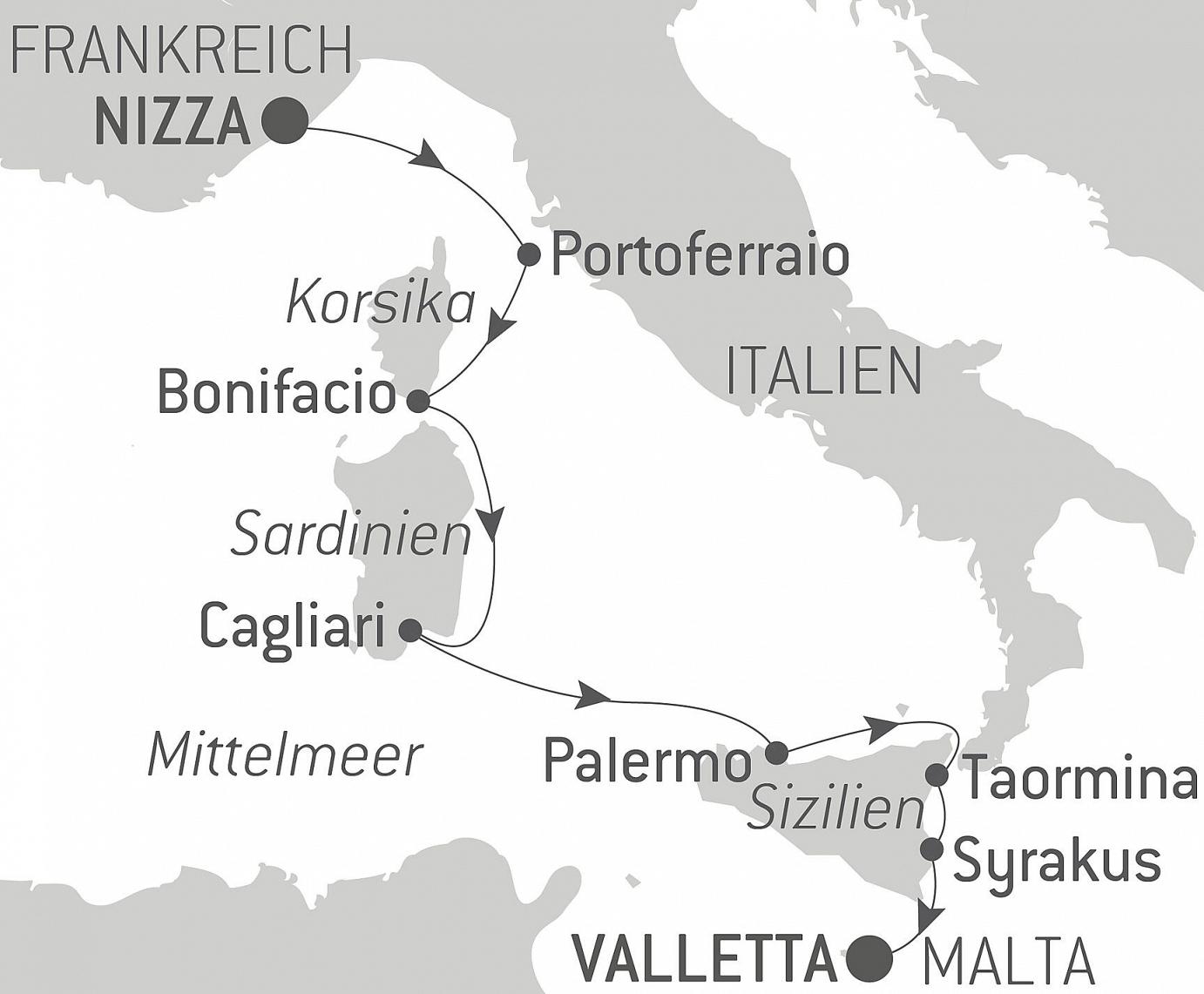 carte Mediterranean Island Voyage: Sicily, Sardinia, Corsica, and Elba - with Smithsonian Journeys, 8 jours