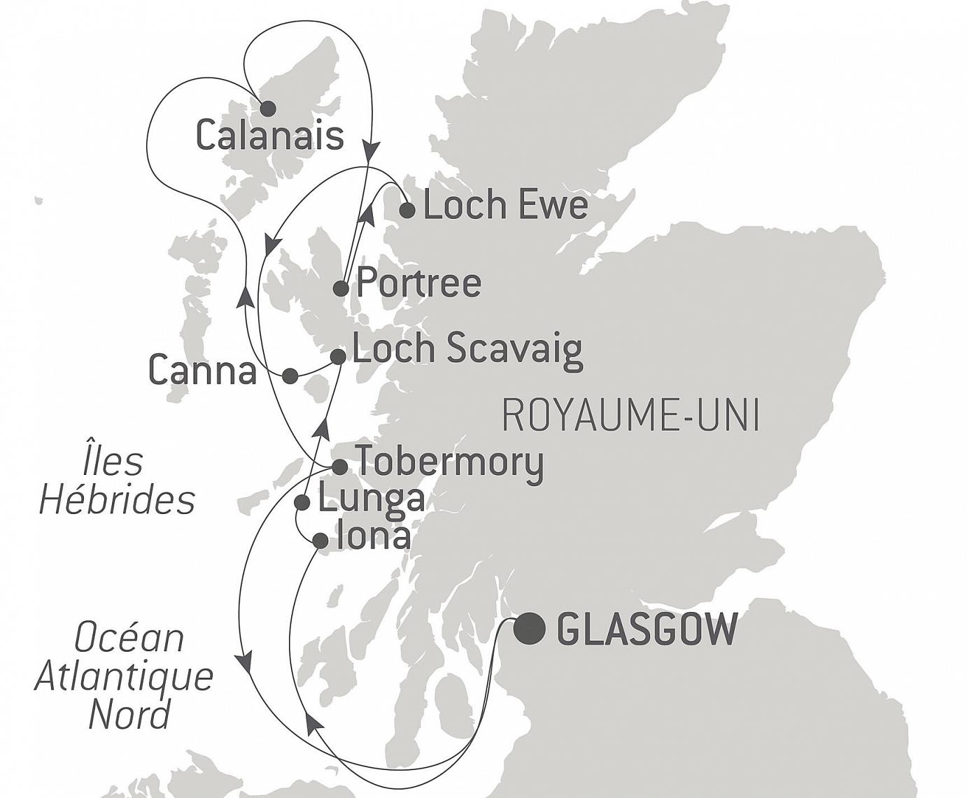carte Îles mythiques et paysages sauvages des Hébrides, 8 jours