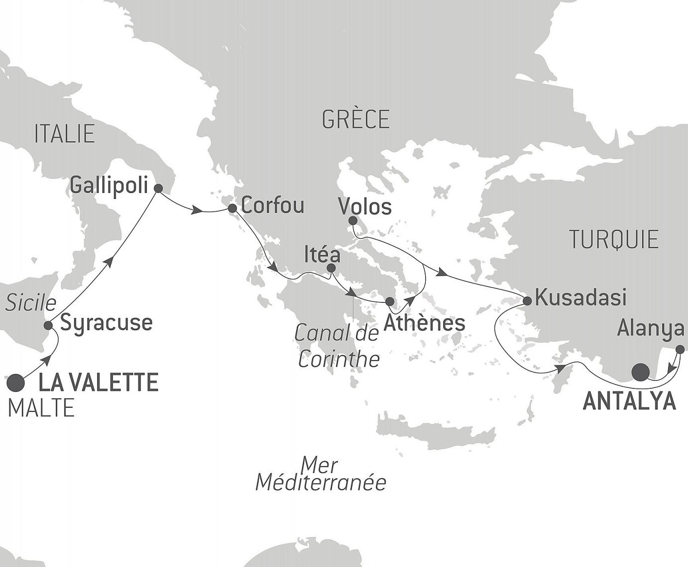 carte La Méditerranée : empreintes des grandes civilisations, 11 jours