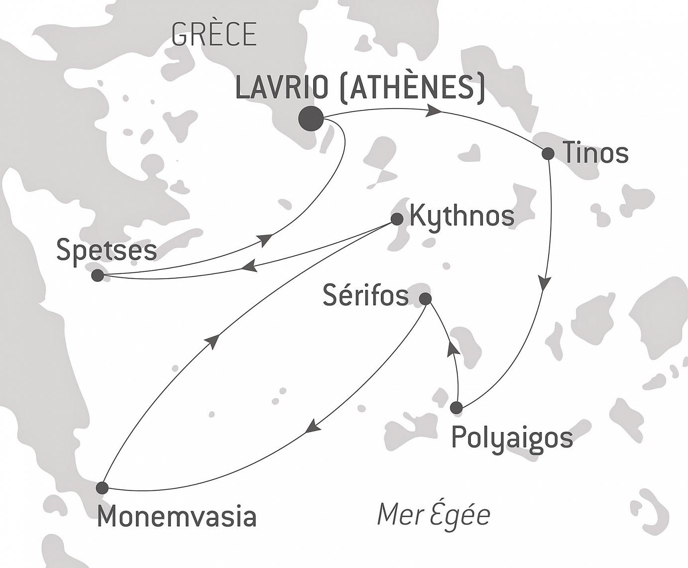 carte Les Cyclades, dans le sillage du Ponant, 8 jours