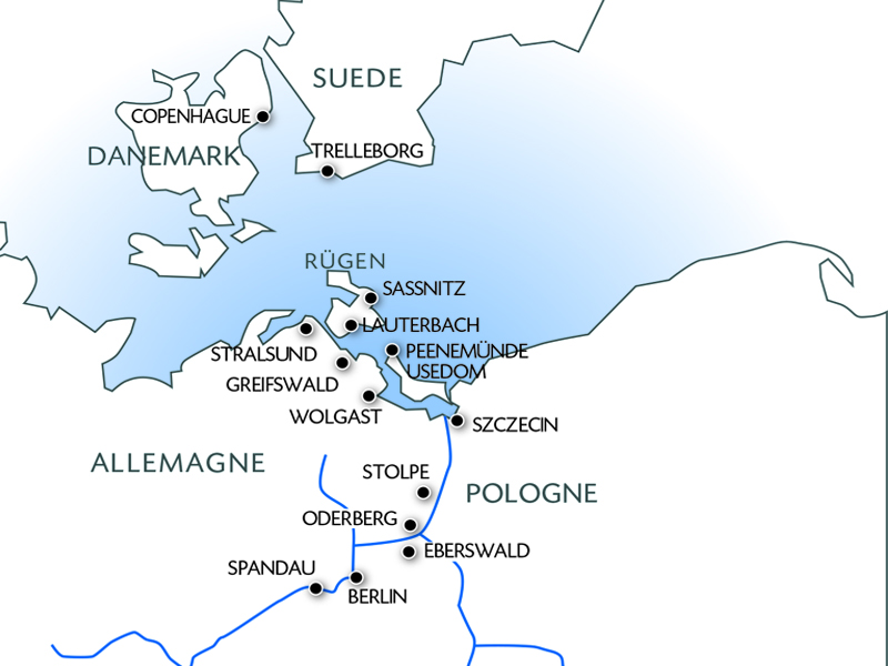 carte De Berlin à Copenhague : la Havel, l'Oder et la mer Baltique (formule port/port), 8 jours - BSD_PP