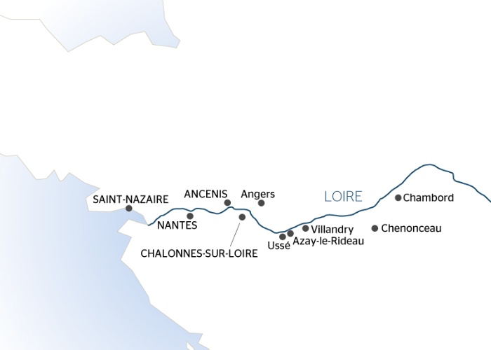 carte Les châteaux de la Loire Chambord et Chenonceau et croisière sur la Loire, un héritage Royal (formule port/port), 7 jours - NSN_CLR
