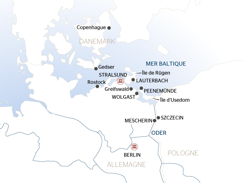 carte De Copenhague à Berlin : la Havel, l'Oder et la mer Baltique (formule port/port), 8 jours - SBL_PP