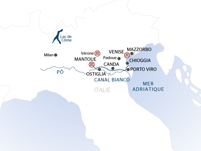 carte Croisière de Venise, la cité des Doges à Mantoue, bijou de la Renaissance& Milan et le lac de Côme (formule port-port), 9 jours - VMM_PP