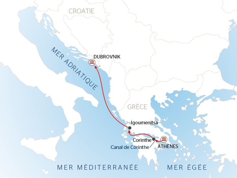 carte Escapade Méditerranéenne : croisière à la découverte des trésors de la Grèce et de l'Adriatique (formule port/port), 6 jours - ATD_PP