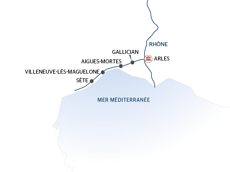 carte Un parfum de Méditerranée, croisière authentique au cœur de la Provence et de la Camargue (formule port/port), 7 jours - AVF_AIPP