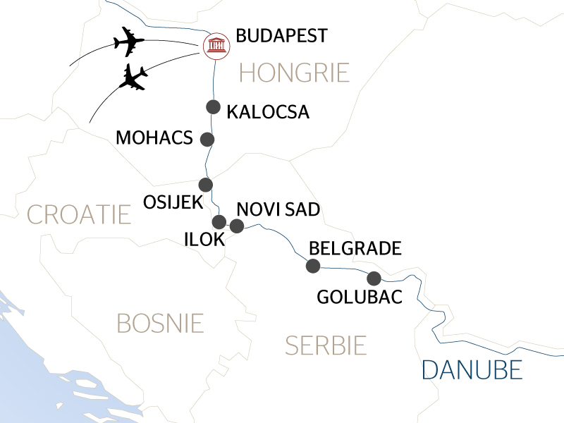 carte Budapest et les Portes de Fer, 8 jours - BTU