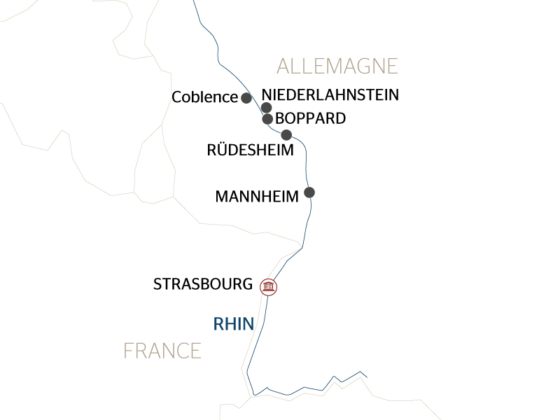 carte Le Rhin en flammes : Spectacle féerique au fil de l'eau (formule port/port), 5 jours - CFL_PP