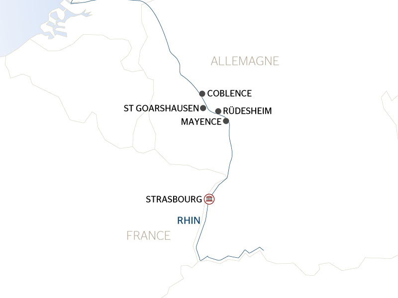 carte Le Rhin en flammes à Saint Goarshausen - Spectacle féerique au fil de l'eau (formule port-port), 5 jours - GFL_PP