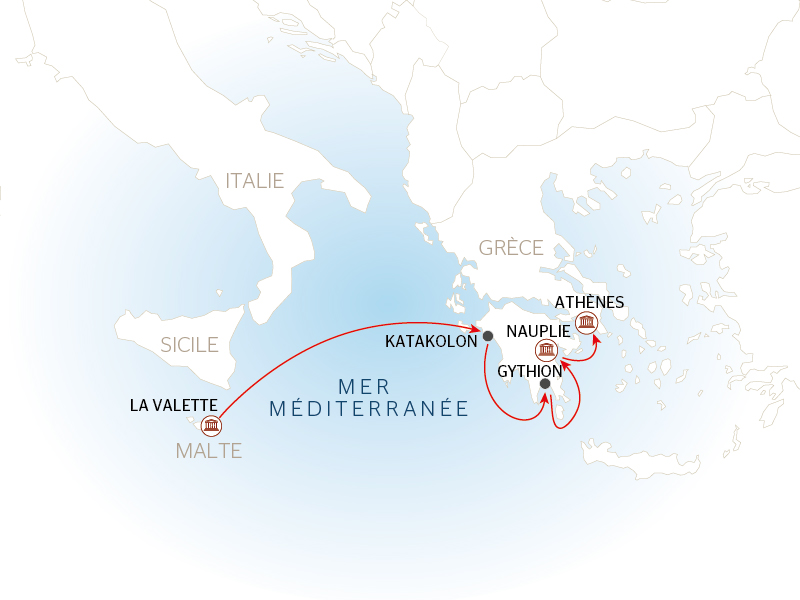 carte Merveilles de la Méditerranée, de Malte à la Grèce Antique (formule port/port), 8 jours - LAS_PP