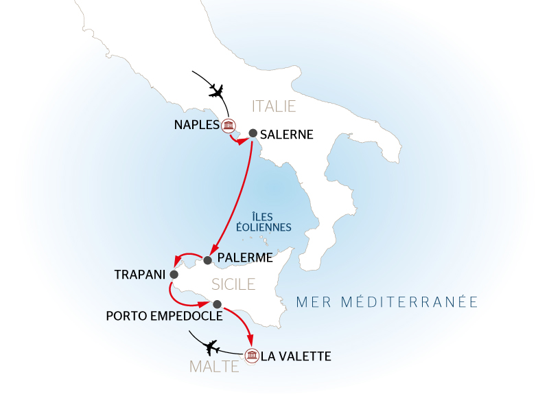 carte Les joyaux de la Sicile et du Sud de l'Italie, 8 jours - NVL