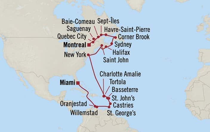 carte Etats-Unis, Aruba, Curaçao, Grenade, Sainte-Lucie - 26 jours