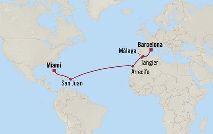 carte Espagne, Maroc, Porto Rico, Etats-Unis - 16 jours