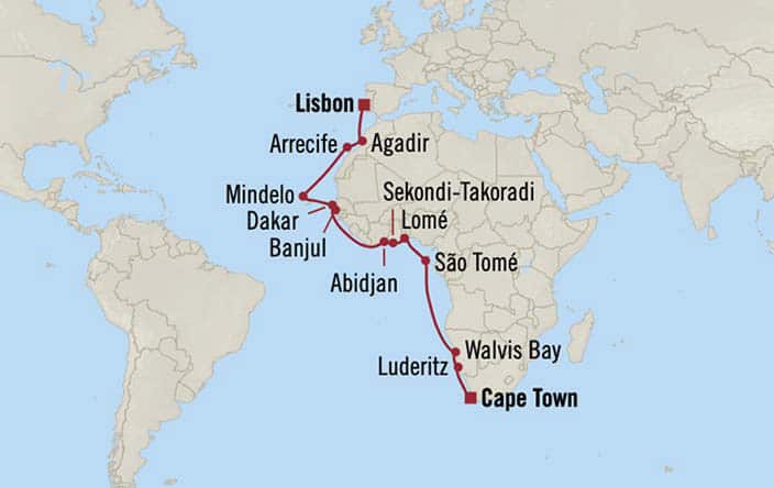 carte Cap-Vert, Portugal, Maroc, Espagne, Sénégal - 25 jours