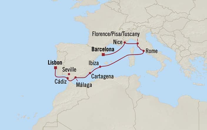 carte Portugal, Espagne, Italie, France - 11 jours