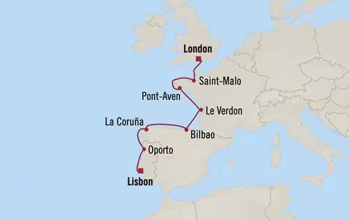 carte Portugal, Espagne, France, Royaume-Uni - 8 jours