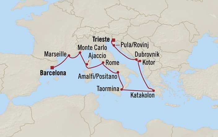 carte Grèce, Espagne, France, Monaco, Italie - 13 jours