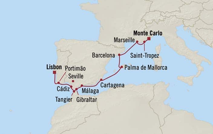 carte Monaco, France, Espagne, Royaume-Uni, Maroc - 13 jours