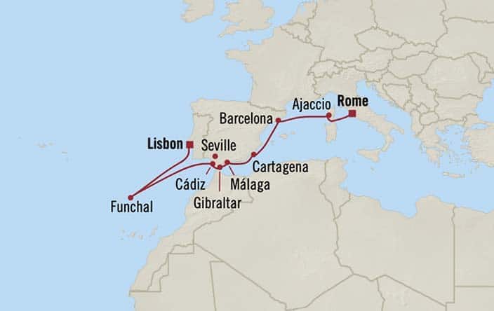 carte Portugal, Espagne, Royaume-Uni, France, Italie - 11 jours