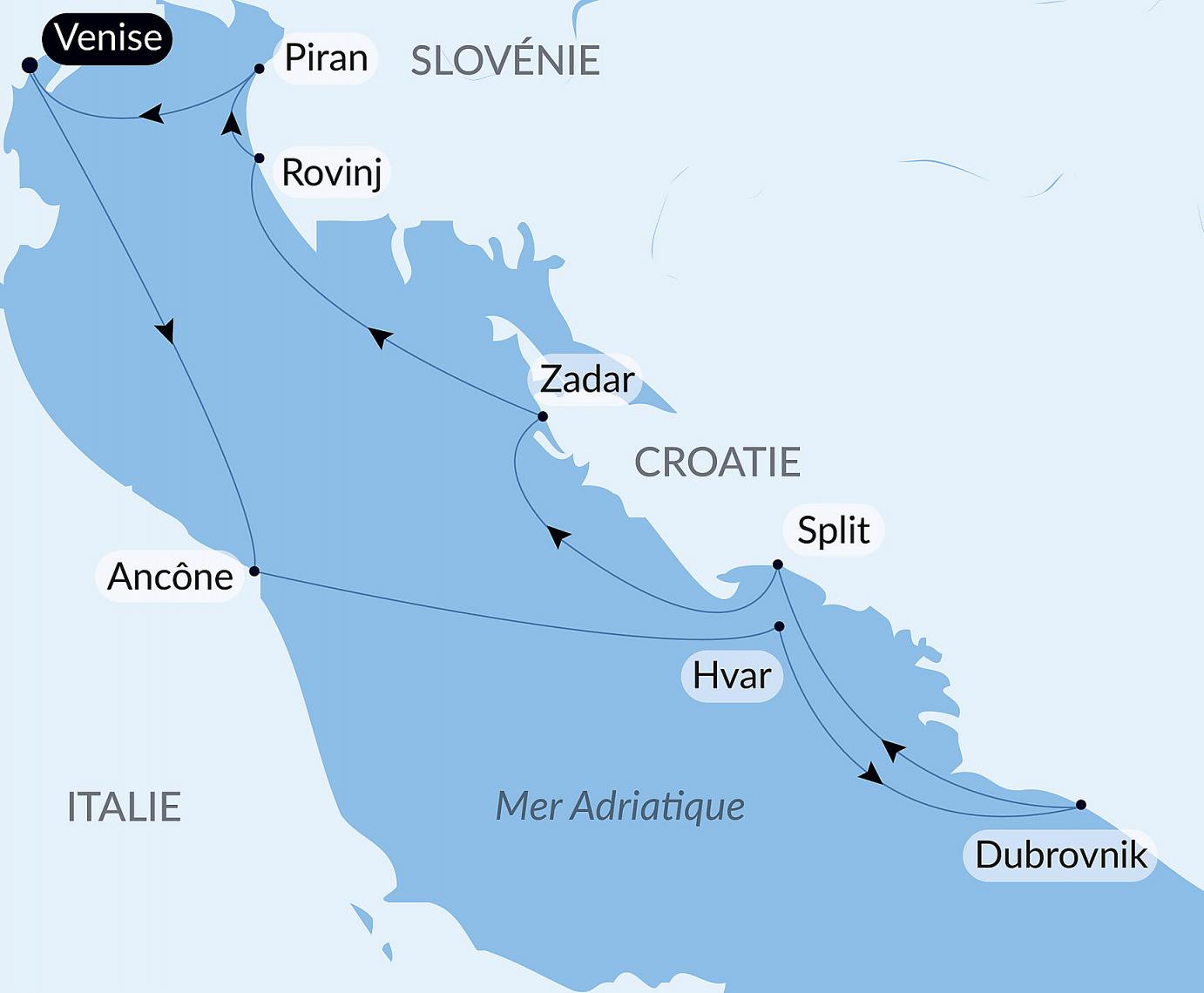 carte Rivages adriatiques, 9 jours