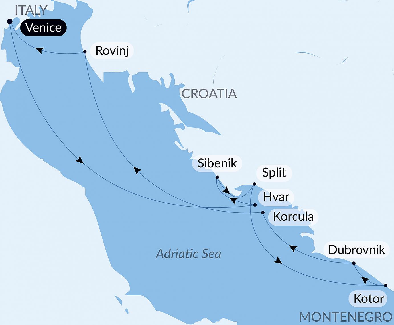 carte L'essentiel de la Croatie, 8 jours
