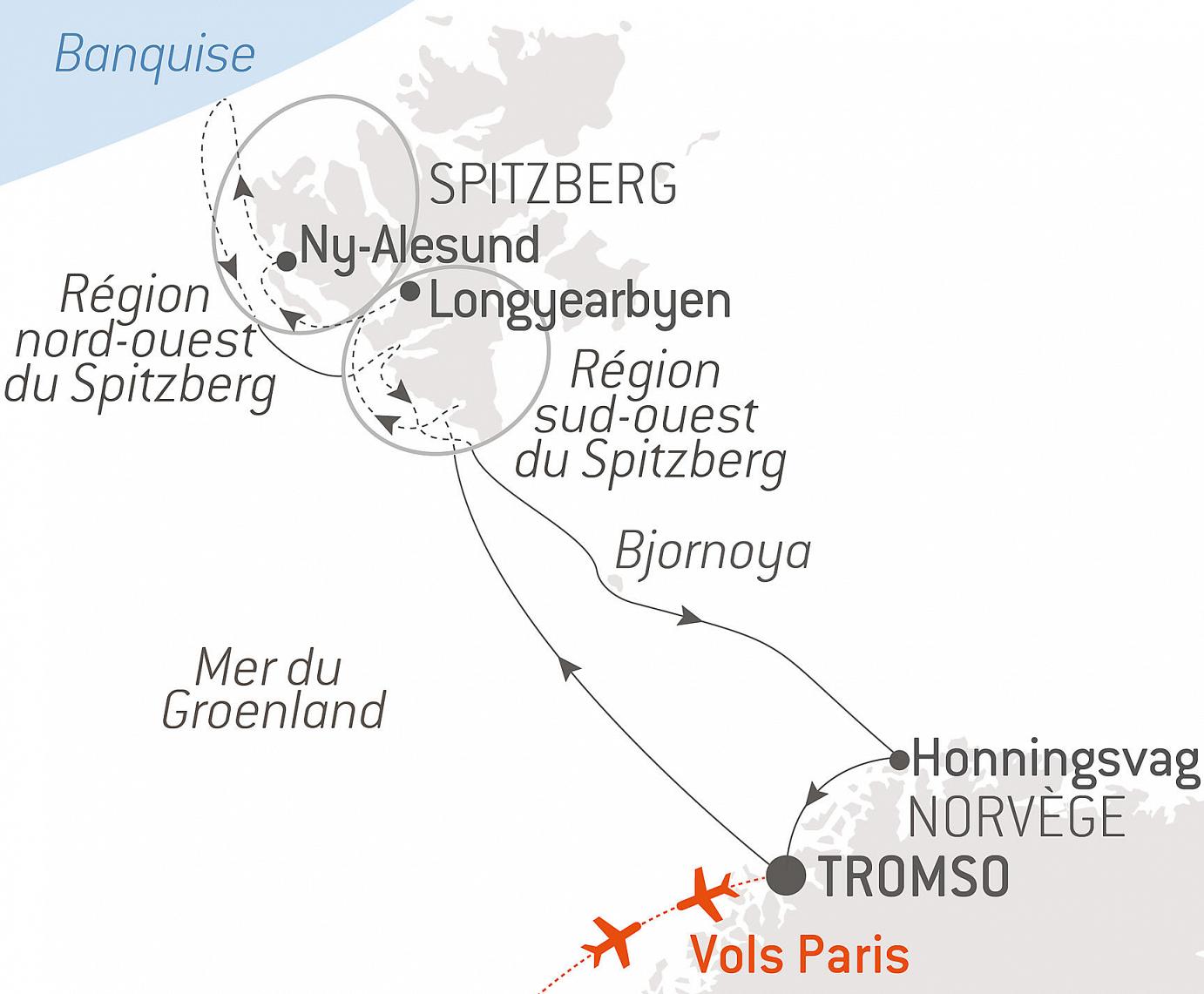 carte Crépuscule polaire du Cap Nord au Spitzberg, 11 jours