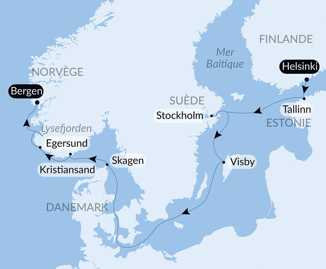 carte Festival de Jazz, de la Baltique à la mer du Nord, 11 jours