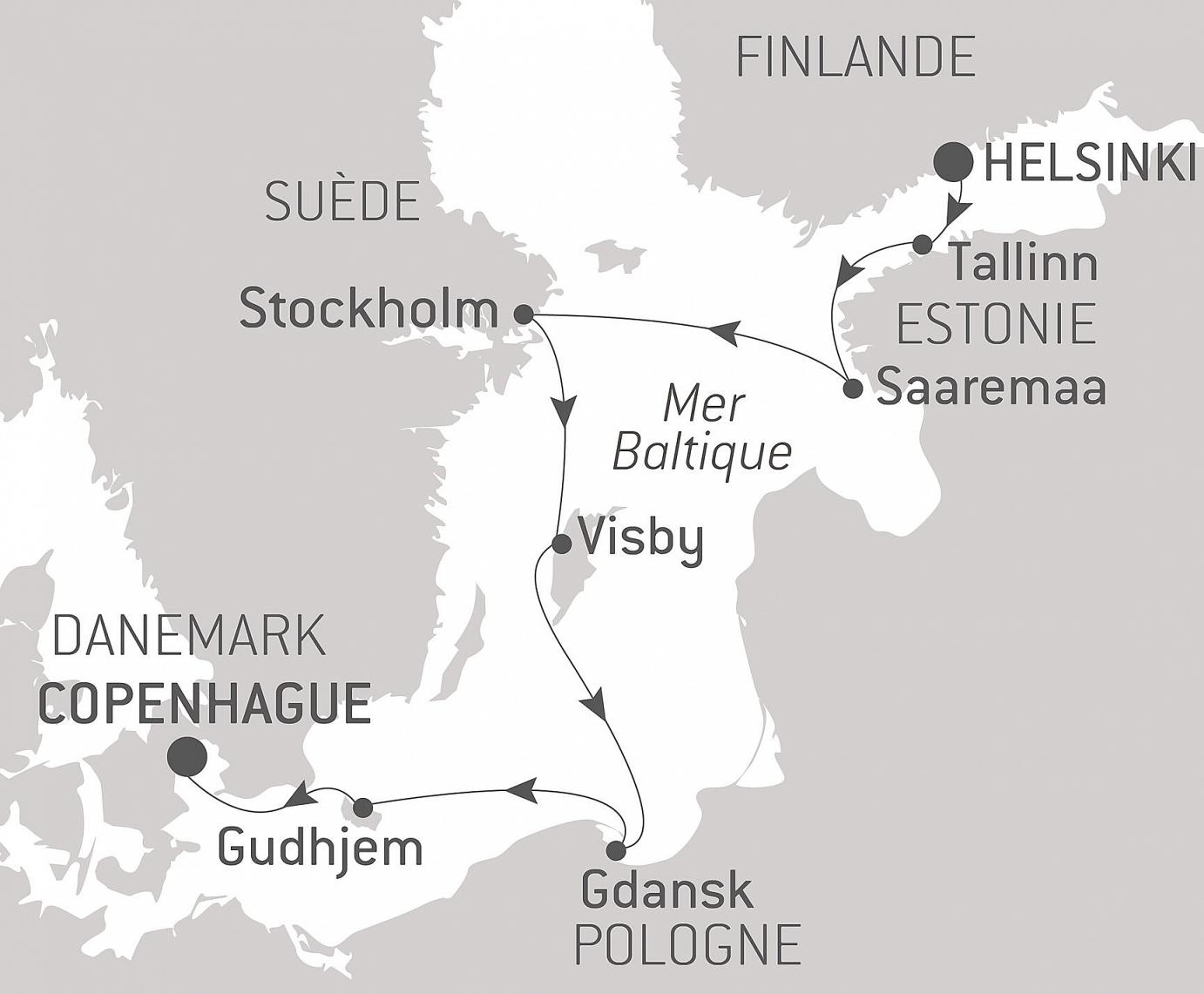 carte Capitales et villes emblématiques de la Baltique, 9 jours