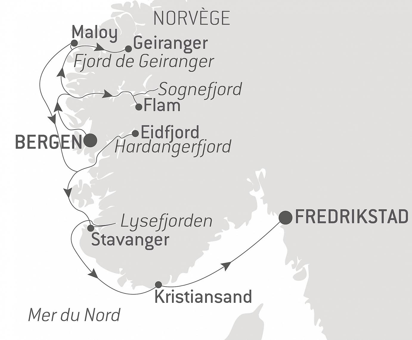 carte Légendaires fjords de Norvège, 9 jours