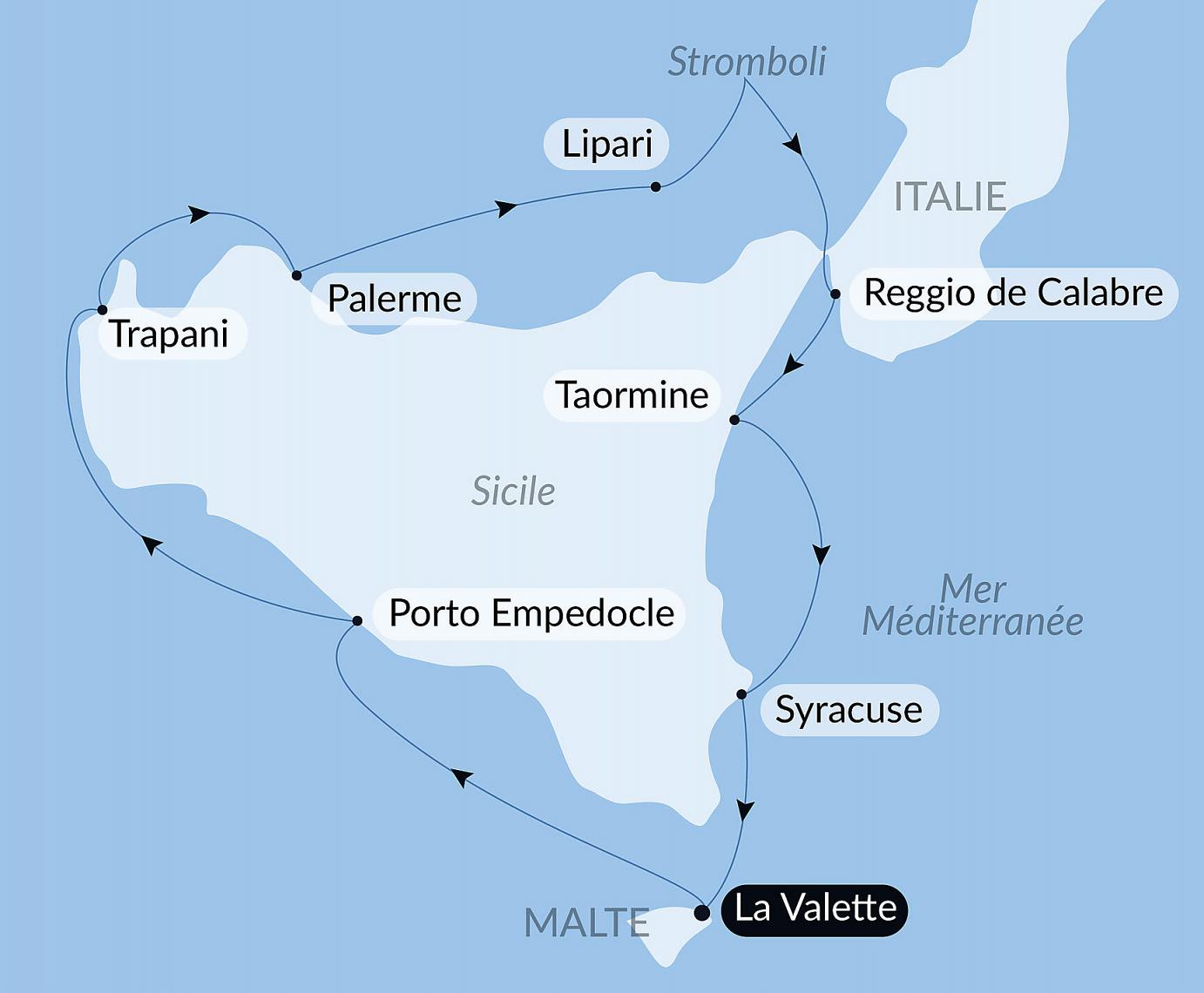 carte Traditions culinaires et vins de Sicile, 9 jours