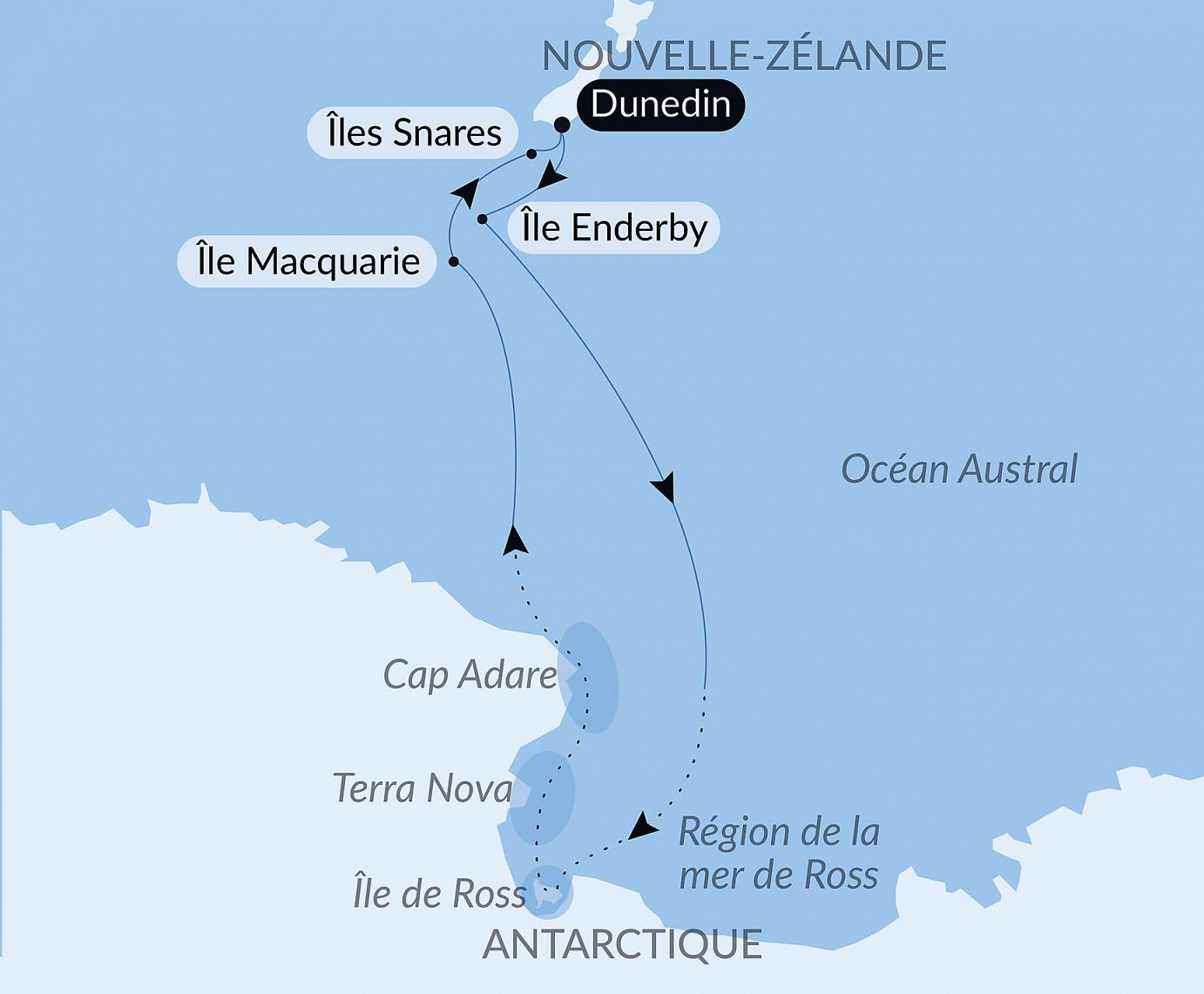 carte Expédition sur les traces de Scott et Shackleton, 22 jours