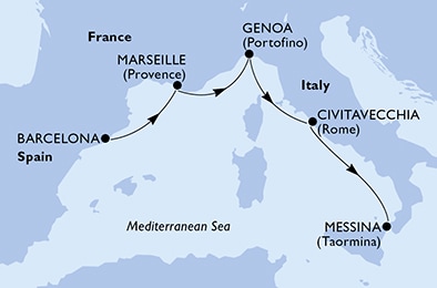 carte Méditerranée, 5 jours