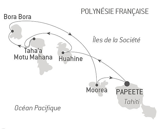 carte Tahiti et les îles de la Société, 8 jours