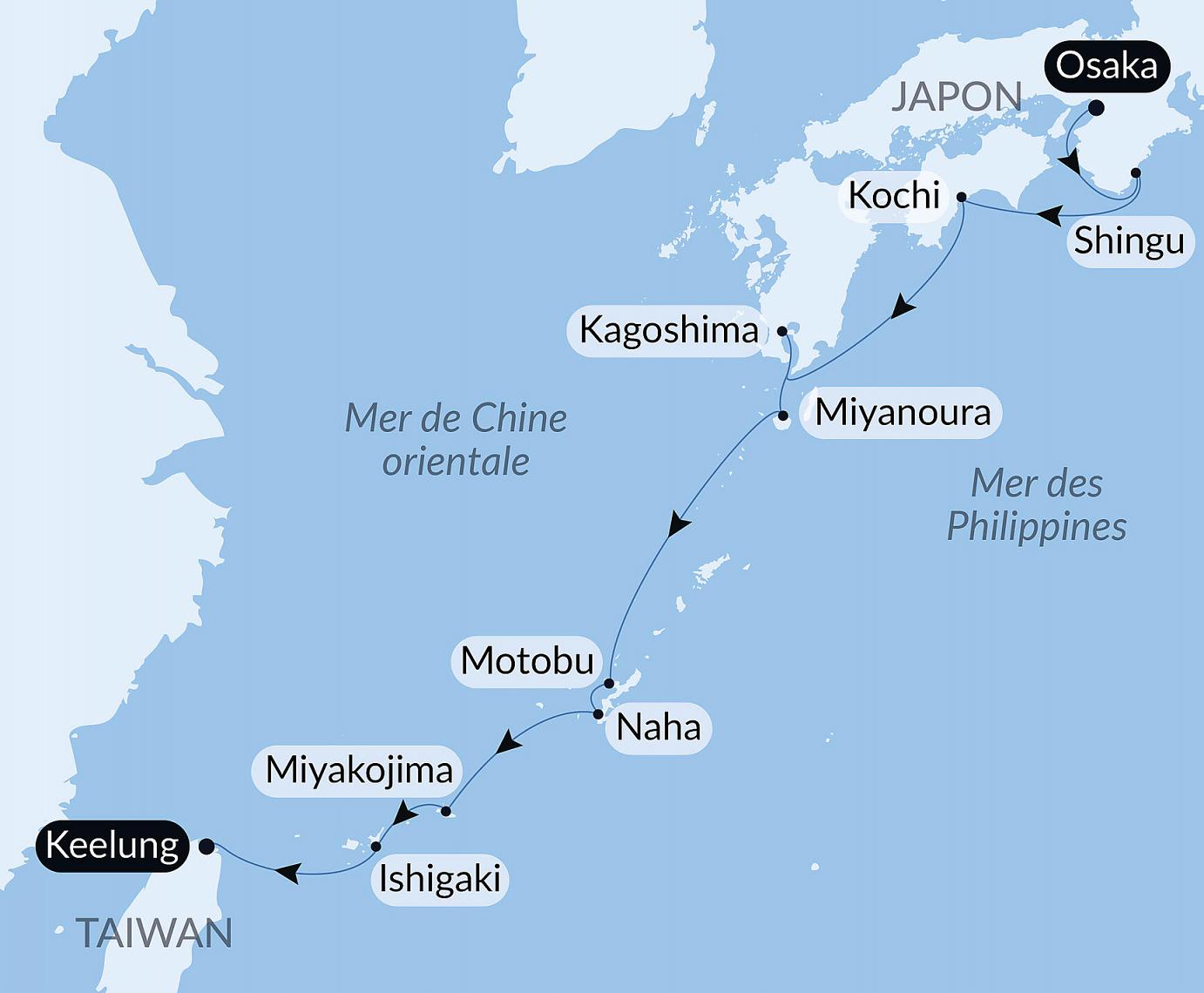 carte Odyssée au cœur des îles subtropicales du Japon, 10 jours