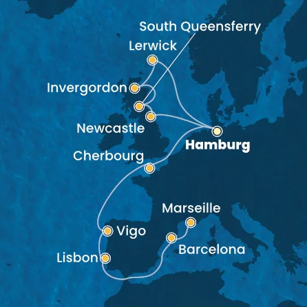carte De Hambourg à Marseille, 17 jours