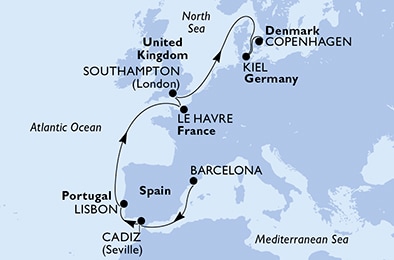 carte Transatlantiques, 12 jours