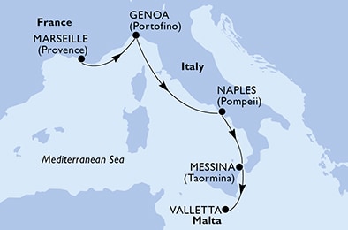 carte Méditerranée, 5 jours