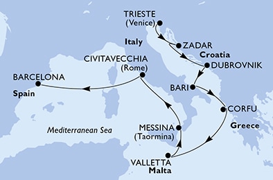carte Méditerranée, 11 jours