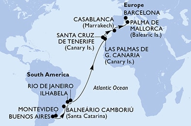 carte Amérique du Sud, 21 jours