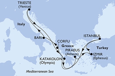 carte Méditerranée, 10 jours